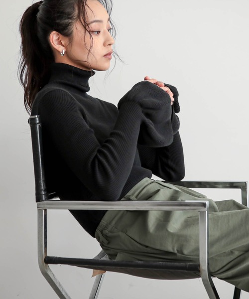 for/c（フォーシー）の「コットン100リブニット【サスティナブル】（ニット/セーター・レディース・ブラック/オフホワイト/ネイビー・L/M）」の7枚目の写真