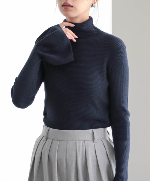 for/c（フォーシー）の「コットン100リブニット【サスティナブル】（ニット/セーター・レディース・ブラック/オフホワイト/ネイビー・L/M）」の8枚目の写真