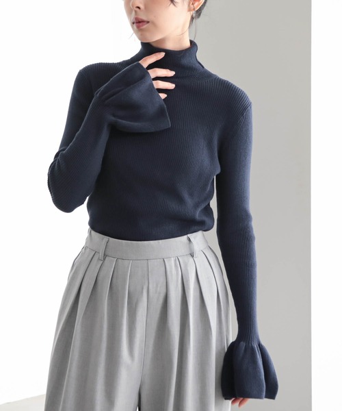 for/c（フォーシー）の「コットン100リブニット【サスティナブル】（ニット/セーター・レディース・ブラック/オフホワイト/ネイビー・L/M）」の11枚目の写真