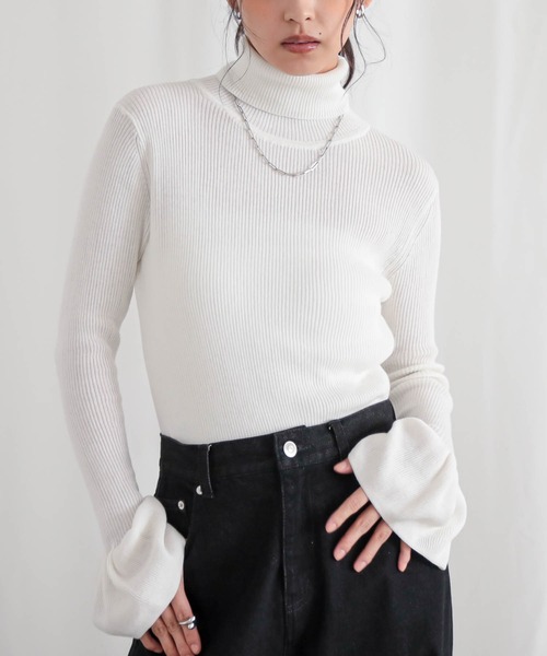 for/c（フォーシー）の「コットン100リブニット【サスティナブル】（ニット/セーター・レディース・ブラック/オフホワイト/ネイビー・L/M）」の18枚目の写真