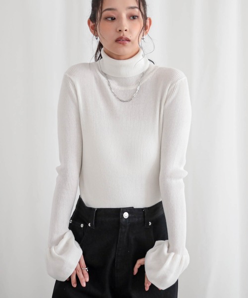 for/c（フォーシー）の「コットン100リブニット【サスティナブル】（ニット/セーター・レディース・ブラック/オフホワイト/ネイビー・L/M）」の19枚目の写真