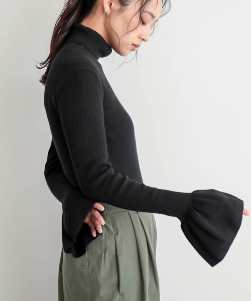 for/c（フォーシー）の「コットン100リブニット【サスティナブル】（ニット/セーター・レディース・ブラック/オフホワイト/ネイビー・L/M）」の5枚目の写真