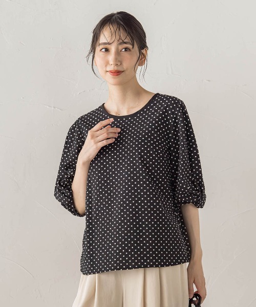 Droite lautreamont(ドロワットロートレアモン)の「【WEB限定】サッカードットブラウス(シャツ/ブラウス・レディース・ブラック/ホワイト・M)」の2枚目の写真