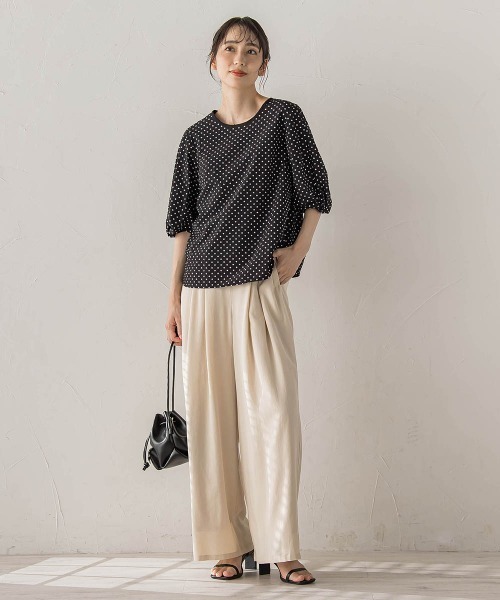 Droite lautreamont(ドロワットロートレアモン)の「【WEB限定】サッカードットブラウス(シャツ/ブラウス・レディース・ブラック/ホワイト・M)」の4枚目の写真