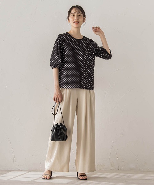 Droite lautreamont(ドロワットロートレアモン)の「【WEB限定】サッカードットブラウス(シャツ/ブラウス・レディース・ブラック/ホワイト・M)」の5枚目の写真