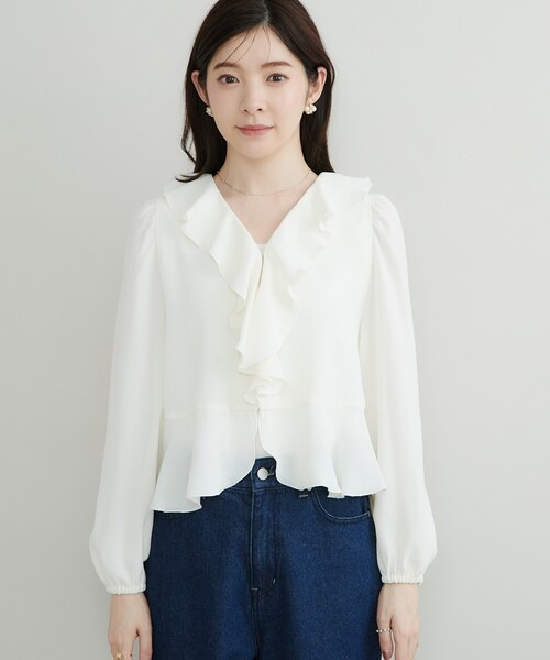 couture brooch(クチュールブローチ)の「【インせず着映え】ラッフル ブラウス(シャツ/ブラウス・レディース・ブラウン系/アイボリー/ブラック・42/36/40/38)」の19枚目の写真
