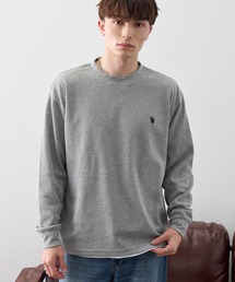 【U.S. POLO ASSN./ユーエスポロアッスン】ワンポイント ダブルホースマン刺繍 サーマルクルーネック ロングスリーブTシャツ