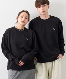 【U.S. POLO ASSN./ユーエスポロアッスン】ワンポイント ダブルホースマン刺繍 サーマルクルーネック ロングスリーブTシャツ