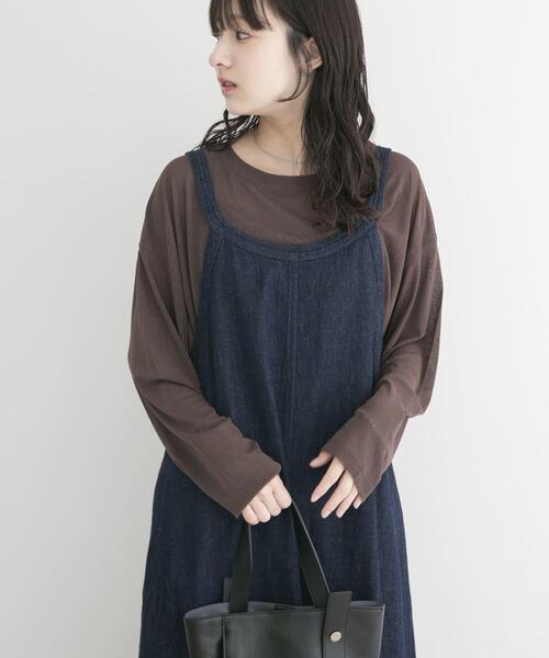 ITEMS URBANRESEARCH(アイテムズ アーバンリサーチ)の「シアーロングTシャツ(Tシャツ/カットソー・レディース・ブラウン/ライトブルー/イエロー系その他/ブラック/ホワイト・FREE)」の3枚目の写真