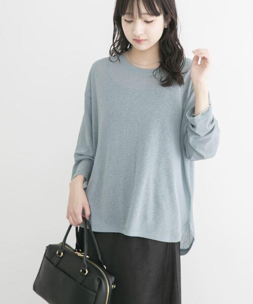 ITEMS URBANRESEARCH(アイテムズ アーバンリサーチ)の「シアーロングTシャツ(Tシャツ/カットソー・レディース・ブラウン/ライトブルー/イエロー系その他/ブラック/ホワイト・FREE)」の4枚目の写真