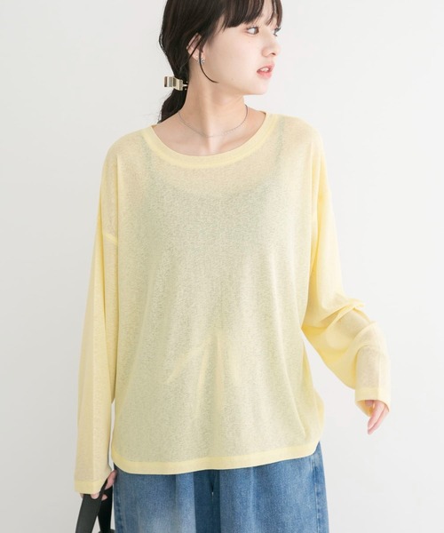 ITEMS URBANRESEARCH(アイテムズ アーバンリサーチ)の「シアーロングTシャツ(Tシャツ/カットソー・レディース・ブラウン/ライトブルー/イエロー系その他/ブラック/ホワイト・FREE)」の5枚目の写真