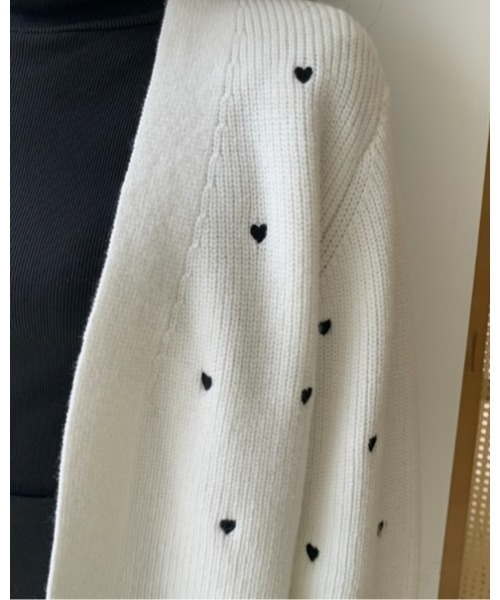 BIRTHDAY BASH(バースデイバッシュ)の「HEART DOT KNIT CARDIGAN(ハートドットニットカーディガン)(カーディガン/ボレロ・レディース・ブラック/ホワイト・FREE)」の14枚目の写真
