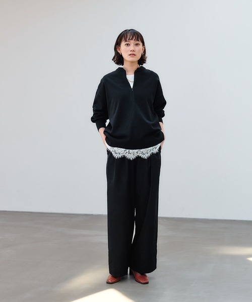 CROSS FUNCTION(クロスファンクション)の「《洗える》スウェットライクキーネックニット【CROSS FUNCTION/クロスファンクション】(ニット/セーター・レディース・ベージュ/イエロー/ブラック・M/LL/L)」の22枚目の写真