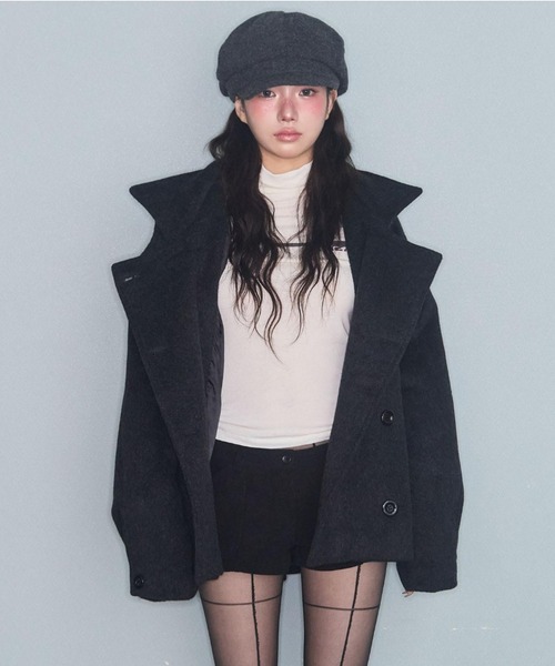 GEMEDA(ジェメダ)の「秋冬新作 ダブルボタンフード付きコート(その他アウター・レディース・グレー/ブラック・M)」の12枚目の写真
