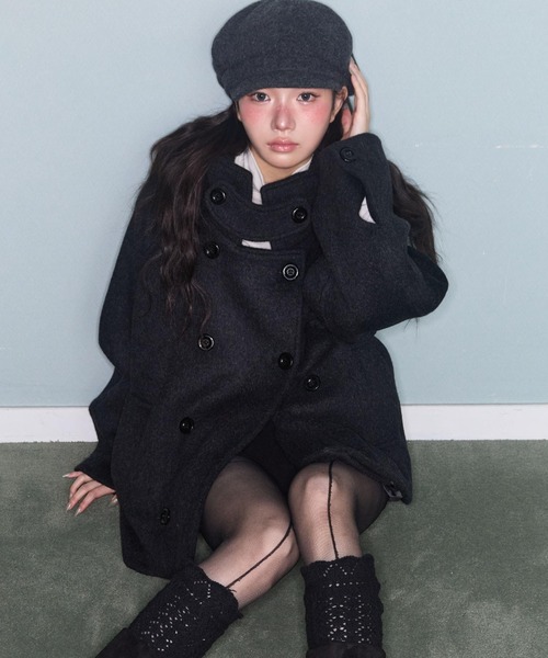GEMEDA(ジェメダ)の「秋冬新作 ダブルボタンフード付きコート(その他アウター・レディース・グレー/ブラック・M)」の16枚目の写真