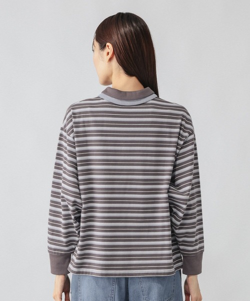GLOBAL WORK（グローバルワーク）の「ダブル襟マルチボーダーポロ/1042903（Tシャツ/カットソー・レディース・レッド系3/グレー系9/グレー系5・MEDIUM/LARGE）」の18枚目の写真