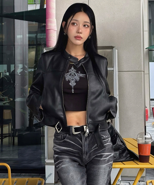 LADY VOLUME(レディーボリューム)の「9258 レザーライダースジャケット (BLACK)(ライダースジャケット・レディース・その他・MEDIUM/LARGE)」の1枚目の写真
