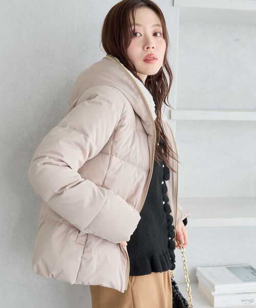 le.coeur blanc（ルクールブラン）の「ファーフードショートダウン（ダウンジャケット/コート・レディース・ブラウン/モカ/ネイビー/グレイッシュベージュ/ブラック・40/38/36）」の13枚目の写真
