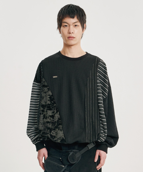 AJOBYAJO（アジョバイアジョ）の「Mixed Fabric Panel Sweatshirt [BLACK]（スウェット・レディース・その他・OS）」の7枚目の写真
