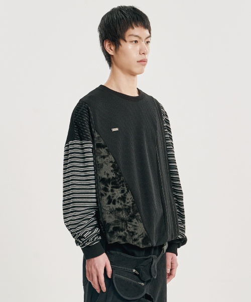 AJOBYAJO（アジョバイアジョ）の「Mixed Fabric Panel Sweatshirt [BLACK]（スウェット・レディース・その他・OS）」の6枚目の写真