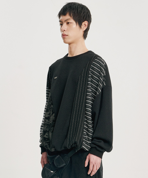 AJOBYAJO（アジョバイアジョ）の「Mixed Fabric Panel Sweatshirt [BLACK]（スウェット・レディース・その他・OS）」の5枚目の写真