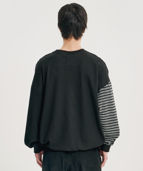 AJOBYAJO（アジョバイアジョ）の「Mixed Fabric Panel Sweatshirt [BLACK]（スウェット・レディース・その他・OS）」の4枚目の写真