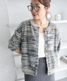 《WEB限定》ファンシーヤーンクルーネックカーディガン