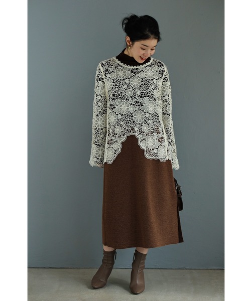 cawaii(カワイイ)の「煌めく花雫レースカットソートップス(Tシャツ/カットソー・レディース・ブラック/アイボリー・FREE)」の10枚目の写真