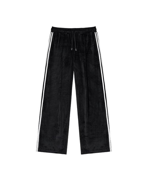 MOZMOZ(モズモズ)の「ベルベットワイドトラックパンツ ブラック(スウェットパンツ・レディース・ブラック・3/LARGE/X-LARGE)」の1枚目の写真