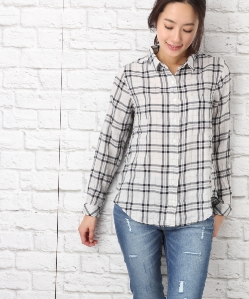 LEPSIM（レプシィム）の「C/Tシャーリングチェックシャツ 710185（シャツ/ブラウス・レディース・ブルー系その他/ホワイト系その他/ベージュ系その他/レッド系その他・LARGE/MEDIUM）」の9枚目の写真