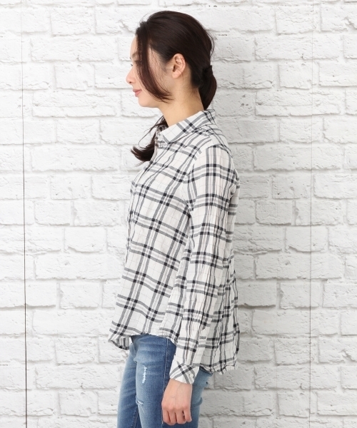LEPSIM（レプシィム）の「C/Tシャーリングチェックシャツ 710185（シャツ/ブラウス・レディース・ブルー系その他/ホワイト系その他/ベージュ系その他/レッド系その他・LARGE/MEDIUM）」の12枚目の写真