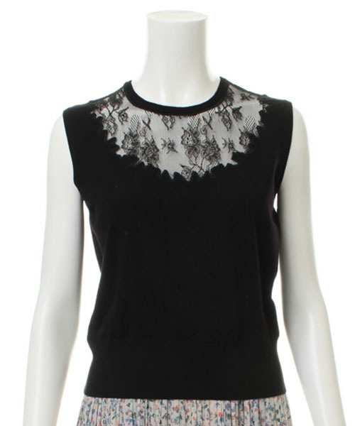 31 Sons de mode(トランテアン ソン ドゥ モード)の「ネックレースノースリーブプルオーバー(ニット/セーター・レディース・ブラック/ライトグレー/グリーン/オフホワイト・36)」の5枚目の写真