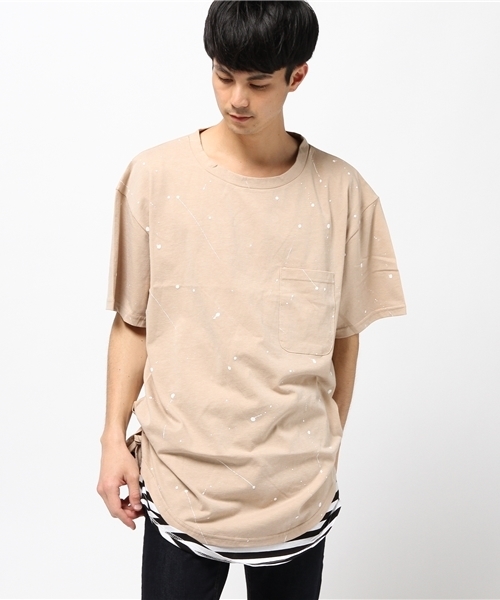 DANKE SCHON(ダンケシェーン)の「DankeSchon/ダンケシェーン/Peint Borderless T-Shirts(Tシャツ/カットソー・メンズ・ブラック/カーキ/ベージュ・FREE)」の2枚目の写真