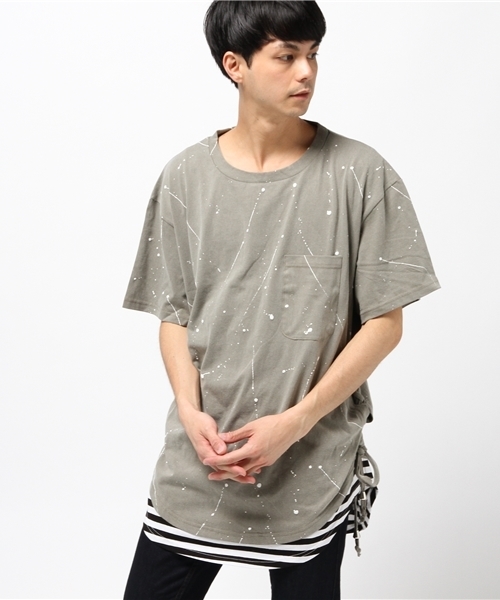 DANKE SCHON(ダンケシェーン)の「DankeSchon/ダンケシェーン/Peint Borderless T-Shirts(Tシャツ/カットソー・メンズ・ブラック/カーキ/ベージュ・FREE)」の3枚目の写真