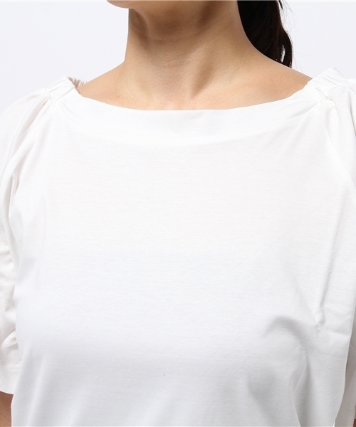 MOUSSY（マウジー）の「NECK GATHER POJ（Tシャツ/カットソー・レディース・ホワイト/インディゴブルー/ベージュ・FREE）」の7枚目の写真