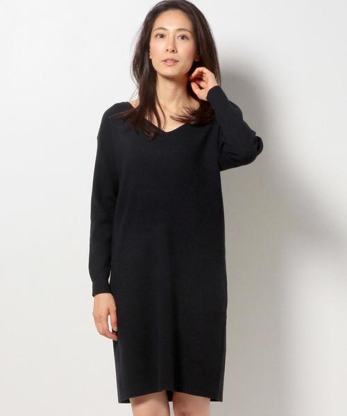 Jewel Changes(ジュエルチェンジズ)の「●JOC ソウバリ Vネック ドロップショルダー ワンピース(ワンピース・レディース・ブラウン/ネイビー/ベージュ・フリー)」の1枚目の写真