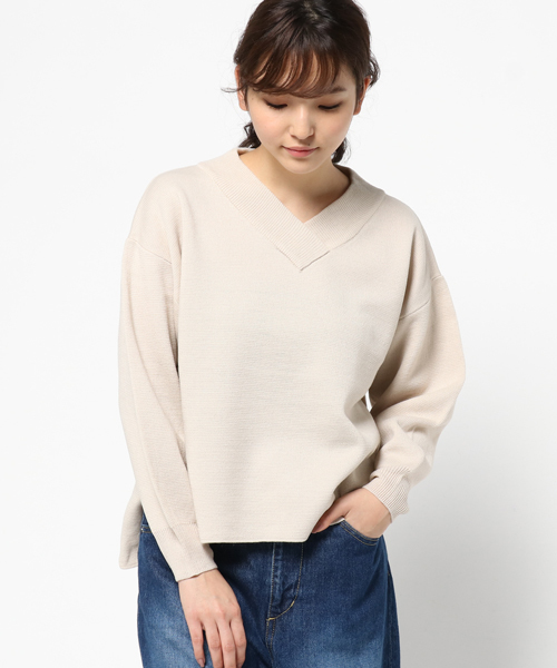 HVC（エイチブイシー）の「hvc femme / ミラノリブV			（ニット/セーター・レディース・ライトグレー/ワインレッド/ナチュラル・M）」の12枚目の写真