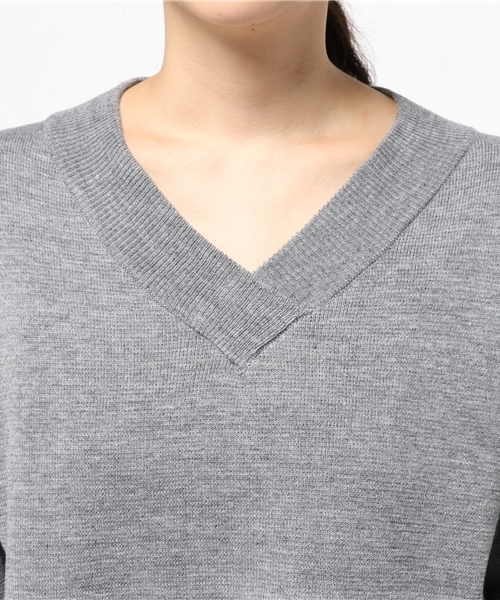 HVC（エイチブイシー）の「hvc femme / ミラノリブV			（ニット/セーター・レディース・ライトグレー/ワインレッド/ナチュラル・M）」の7枚目の写真