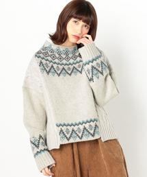 Another Edition | キュウシン柄×ケーブルニットプルオーバー/ AEBCｷｭｰｼﾝ×CABLE KNIT PO(ニット/セーター)