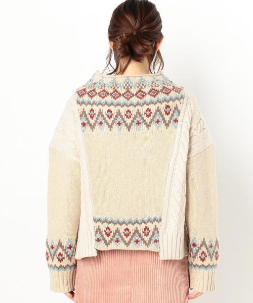 Another Edition（アナザーエディション）の「キュウシン柄×ケーブルニットプルオーバー/ AEBCｷｭｰｼﾝ×CABLE KNIT PO（ニット/セーター・レディース・ライトグレー/ベージュ・FREE）」の9枚目の写真