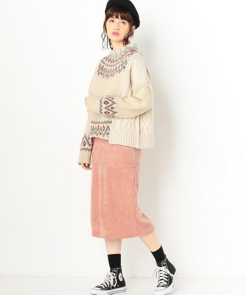 Another Edition（アナザーエディション）の「キュウシン柄×ケーブルニットプルオーバー/ AEBCｷｭｰｼﾝ×CABLE KNIT PO（ニット/セーター・レディース・ライトグレー/ベージュ・FREE）」の4枚目の写真