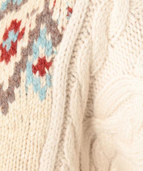 Another Edition（アナザーエディション）の「キュウシン柄×ケーブルニットプルオーバー/ AEBCｷｭｰｼﾝ×CABLE KNIT PO（ニット/セーター・レディース・ライトグレー/ベージュ・FREE）」の7枚目の写真