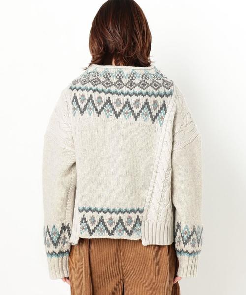 Another Edition（アナザーエディション）の「キュウシン柄×ケーブルニットプルオーバー/ AEBCｷｭｰｼﾝ×CABLE KNIT PO（ニット/セーター・レディース・ライトグレー/ベージュ・FREE）」の11枚目の写真