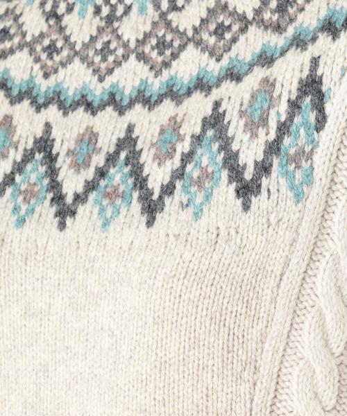 Another Edition（アナザーエディション）の「キュウシン柄×ケーブルニットプルオーバー/ AEBCｷｭｰｼﾝ×CABLE KNIT PO（ニット/セーター・レディース・ライトグレー/ベージュ・FREE）」の12枚目の写真
