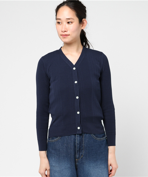 NOLLEY’S（ノーリーズ）の「【CanCam6月号掲載】ランダムリブVネックカーディガン（カーディガン/ボレロ・レディース・ネイビー/オリーブ/ホワイト/マルチ・36/38）」の9枚目の写真