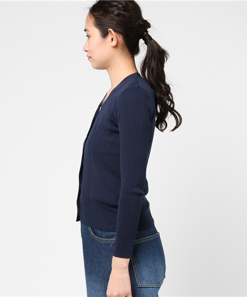 NOLLEY’S（ノーリーズ）の「【CanCam6月号掲載】ランダムリブVネックカーディガン（カーディガン/ボレロ・レディース・ネイビー/オリーブ/ホワイト/マルチ・36/38）」の10枚目の写真