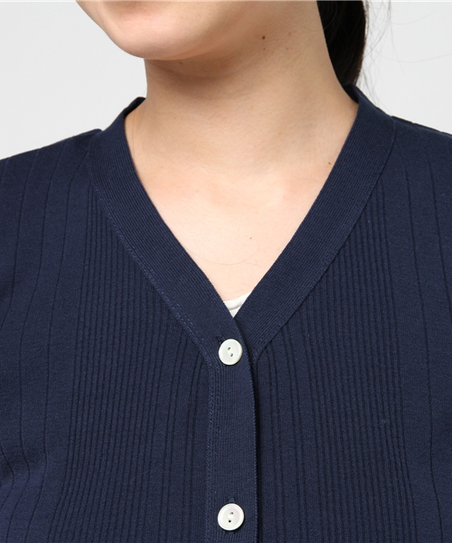 NOLLEY’S（ノーリーズ）の「【CanCam6月号掲載】ランダムリブVネックカーディガン（カーディガン/ボレロ・レディース・ネイビー/オリーブ/ホワイト/マルチ・36/38）」の12枚目の写真