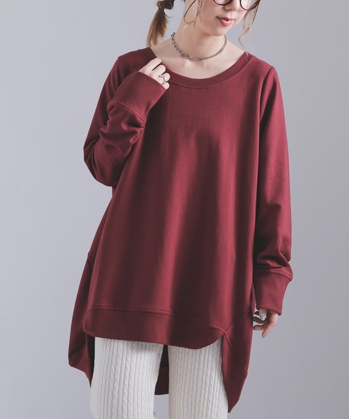 osharewalker（オシャレウォーカー）の「『スウェットデザインプルオーバー』（Tシャツ/カットソー・レディース・ネイビー/カーキ/グレー/ブルーグリーン/ブラック/オートミール/ボルドー/モカ・FREE）」の19枚目の写真