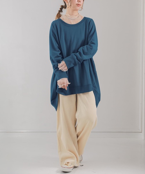 osharewalker（オシャレウォーカー）の「『スウェットデザインプルオーバー』（Tシャツ/カットソー・レディース・ネイビー/カーキ/グレー/ブルーグリーン/ブラック/オートミール/ボルドー/モカ・FREE）」の15枚目の写真