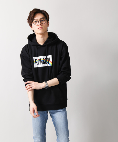 WEGO(ウィゴー)の「WEGO/レインボーボックスプルパーカー(パーカー・メンズ・ブラック/ホワイト・LARGE/MEDIUM/SMALL)」の8枚目の写真